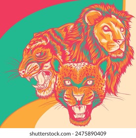 vector illustration of feline head on white background