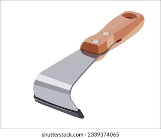 Vector Illustration Felled Draw Shave Knife Straight Drawing Woodworking Tool Log Debarker Bark Peeler Bark Stripping, Peeler Bark Removal Crack Weeder isolated on white background. Carpentry tools