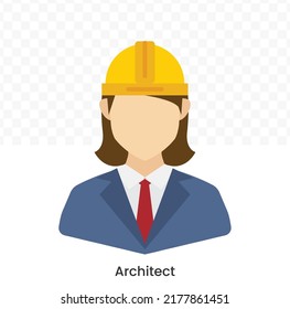 Vector illustration of Female architect Avatar in color on a transparent background (PNG). EPS Vector