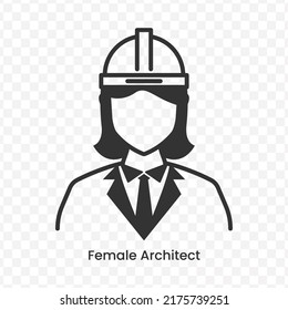 Vector Illustration Of Female Architect Icon In Dark Color And Transparent Background(png).