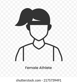 Vector Illustration Of Female Athlete Icon In Dark Color And Transparent Background(png).