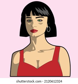 vector illustration of female avatar.