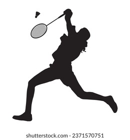 Vector Illustration of Female Badminton Player Silhouette