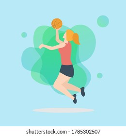 Vector illustration of a female basketball player in flat style-02