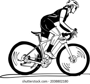 the vector illustration of the female bicycle rider