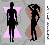 Vector Illustration of female body shape hourglass. Shape with balanced curves.