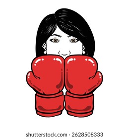 vector illustration of a female with boxing gloves