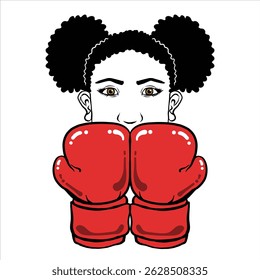 vector illustration of a female with boxing gloves