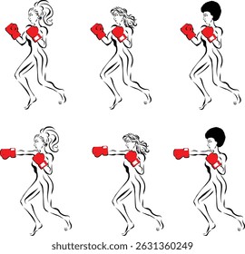vector illustration of female with boxing gloves