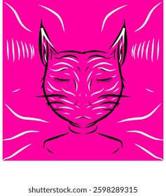 Vector illustration of a female cat contemplating, Eps file