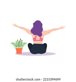 vector illustration of female character doing yoga