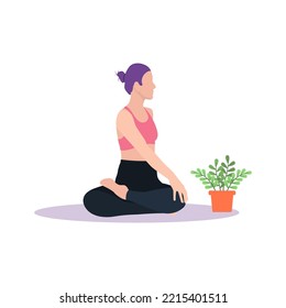 vector illustration of female character doing yoga