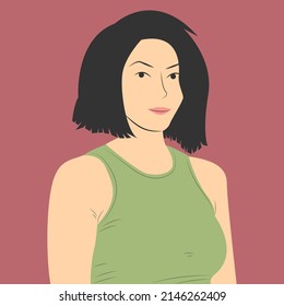 Vector illustration of female character in flat cartoon style
