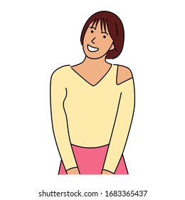 Vector illustration of female character. Isolated on white background