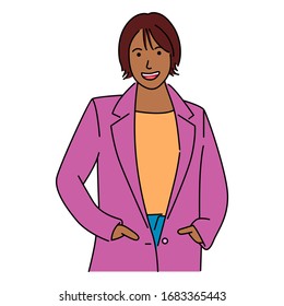 Vector illustration of female character. Isolated on white background