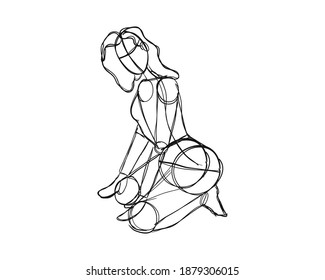 Vector illustration of Female Character Pose. Rough sketch of abstract posing figure. Black lines on a white background. A rough sketch of a female body. Rough Sketch Practice. vector eps10.
