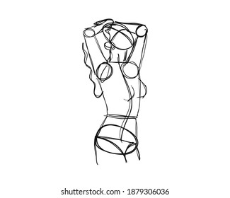Vector illustration of Female Character Pose. Rough sketch of abstract posing figure. Black lines on a white background. A rough sketch of a female body. Rough Sketch Practice. vector eps10.
