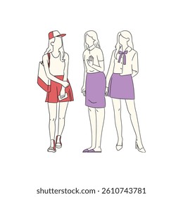 vector illustration of female characters talking