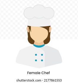 Vector Illustration Of Female Chef Avatar In Color On A Transparent Background (PNG). EPS Vector