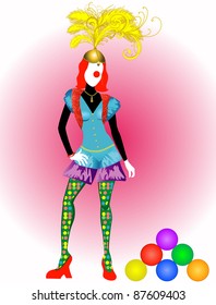 Vector Illustration of a female clown.