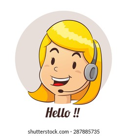 Vector illustration of a female customer service support