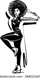 The vector illustration of the female dancing Vogue dance