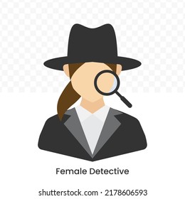 Vector Illustration Of Female Detective Icon In Dark Color And Transparent Background(png).