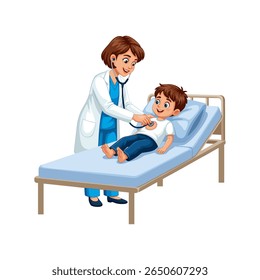 vector illustration of a female doctor examining a boy