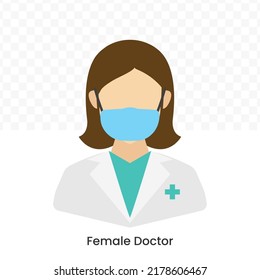 Vector Illustration Of Female Doctor Icon In Dark Color And Transparent Background(png).