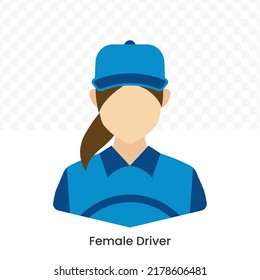 Vector illustration of Female driver icon in dark color and transparent background(png).