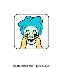 Vector illustration of female face with facial mask