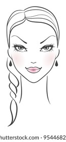 Vector illustration of Female face front