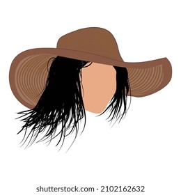 vector illustration of a female face in hat
