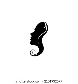 vector illustration of a female face silhouette seen from the side for an icon, symbol or logo. suitable for salon logos, spas or women's beauty products