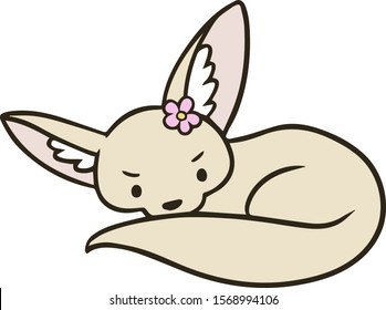 Vector illustration of a female fennec angry face