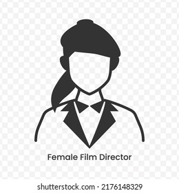 Vector Illustration Of Female Film Director Icon In Dark Color And Transparent Background(png).