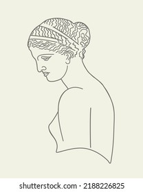 Vector Illustration Of Female Greek Statue Isolated On Light Background.