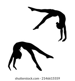 Vector illustration of female gymnastics silhouette