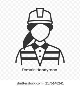 Vector Illustration Of Female Handyman  Icon In Dark Color And Transparent Background(png).