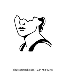 vector illustration of female head with concept