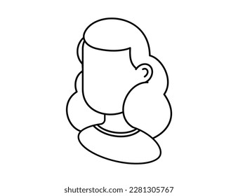 Vector illustration of female head with hair on color background. Flat line art style isometry design of woman for web, banner, poster, print - Shutterstock ID 2281305767