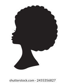 vector illustration of a female head silhouette, afro woman. 