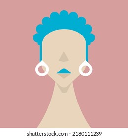 vector illustration of female heads with earrings and different hairstyles