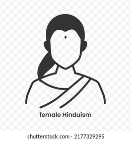 Vector Illustration Of Female Hinduism Icon In Dark Color And Transparent Background(png).