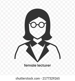 Vector illustration of female lecturer icon in dark color and transparent background(png).