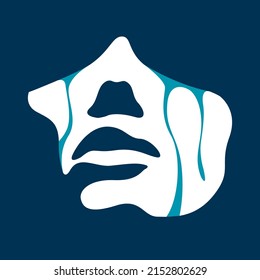 vector illustration of a female light and shadow face with tears flowing down her cheeks. victim of violence, domestic violence, abuse, harassment. stop violence against women. social poster, print.