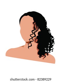 vector illustration of a female with long curly hair