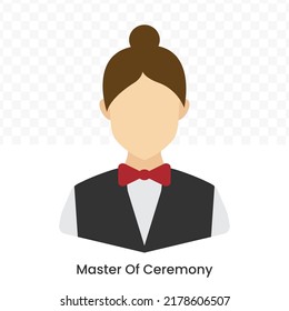 Vector Illustration Of Female Master Of Ceremony Icon In Dark Color And Transparent Background(png).