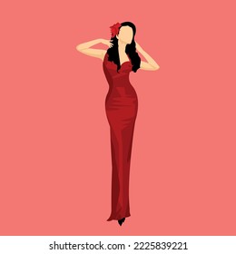 ilustración vectorial de una mujer sexy vestida de rojo
