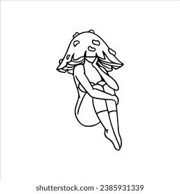 vector illustration of female mushroom concept